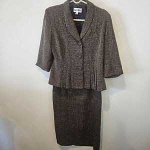 Women's Danny & Nicole Vintage Brown Gold Tweed Skirt Suit 10P